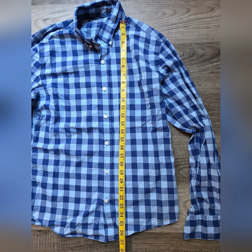 J. Crew Men’s Blue Gingham Button-Down Shirt